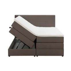 Boxspring met opbergruimte Liv geblokt - donkerbruin - 180x200 cm