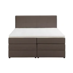 Boxspring met opbergruimte Liv geblokt - donkerbruin - 180x200 cm