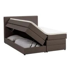 Boxspring met opbergruimte Liv geblokt - donkerbruin - 180x200 cm