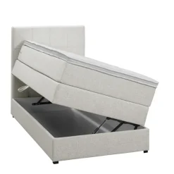 Boxspring met opbergruimte Liv geblokt - ecru - 90x200 cm