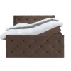 Boxspring met opbergruimte en voetbord Liv geruit - bruin - 140x200cm