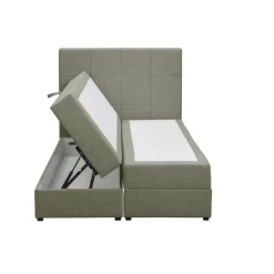 Boxspring met opbergruimte Liv geblokt - groen - 120x200 cm