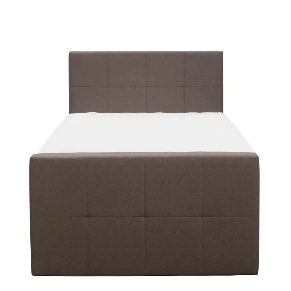 Boxspring met opbergruimte en voetbord Liv geblokt - donkerbruin - 120x200cm