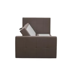 Boxspring met opbergruimte en voetbord Liv geblokt - donkerbruin - 120x200cm