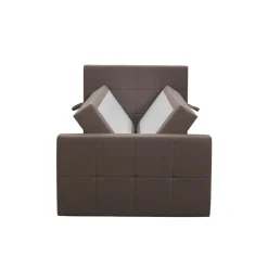 Boxspring met opbergruimte en voetbord Liv geblokt - donkerbruin - 120x200cm