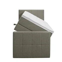 Boxspring met opbergruimte en voetbord Liv geblokt - groen - 90x200cm