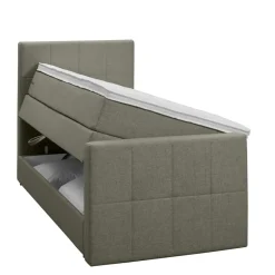 Boxspring met opbergruimte en voetbord Liv geblokt - groen - 90x200cm