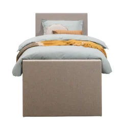 Boxspring met opbergruimte en voetbord Liv egaal - beige - 90x200cm