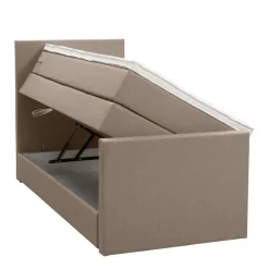 Boxspring met opbergruimte en voetbord Liv egaal - beige - 90x200cm