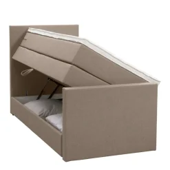 Boxspring met opbergruimte en voetbord Liv egaal - beige - 90x200cm