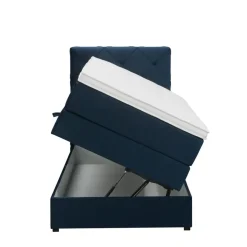 Boxspring met opbergruimte Liv geruit - blauw - 90x200 cm