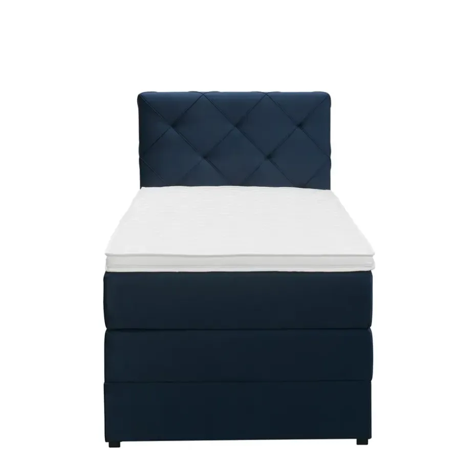 Boxspring met opbergruimte Liv geruit - blauw - 90x200 cm