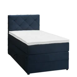 Boxspring met opbergruimte Liv geruit - blauw - 90x200 cm
