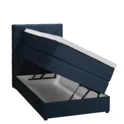 Boxspring met opbergruimte Liv geruit - blauw - 90x200 cm