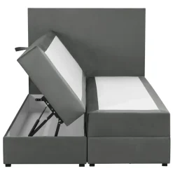 Boxspring met opbergruimte Liv egaal - grijs - 120x200 cm
