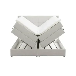 Boxspring met opbergruimte Liv geblokt - ecru - 180x200 cm