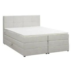 Boxspring met opbergruimte Liv geblokt - ecru - 180x200 cm