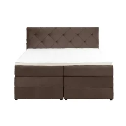 Boxspring met opbergruimte Liv geruit - bruin - 140x200 cm