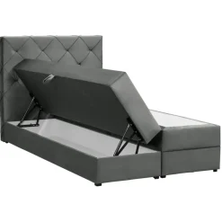 Boxspring met opbergruimte Liv geruit - grijs - 120x200 cm