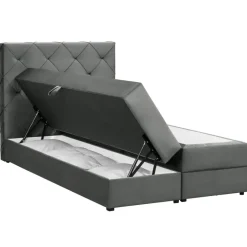 Boxspring met opbergruimte Liv geruit - grijs - 120x200 cm
