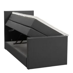 Boxspring met opbergruimte en voetbord Liv egaal - antraciet - 90x200cm