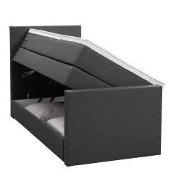 Boxspring met opbergruimte en voetbord Liv egaal - antraciet - 90x200cm