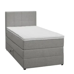 Boxspring met opbergruimte Liv geblokt - lichtgrijs - 90x200 cm