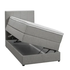 Boxspring met opbergruimte Liv geblokt - lichtgrijs - 90x200 cm