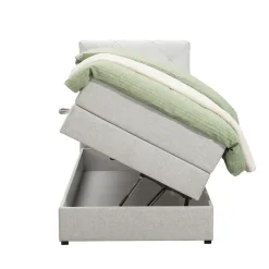 Boxspring met opbergruimte Liv geruit - ecru - 90x200 cm