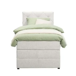 Boxspring met opbergruimte Liv geruit - ecru - 90x200 cm