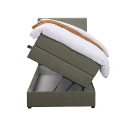 Boxspring met opbergruimte Liv geblokt - groen - 90x200 cm