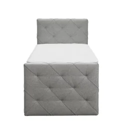 Boxspring met opbergruimte en voetbord Liv geruit - lichtgrijs - 90x200cm