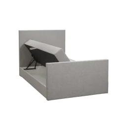 Boxspring met opbergruimte en voetbord Liv egaal - lichtgrijs - 120x200cm