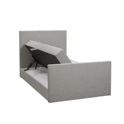 Boxspring met opbergruimte en voetbord Liv egaal - lichtgrijs - 120x200cm