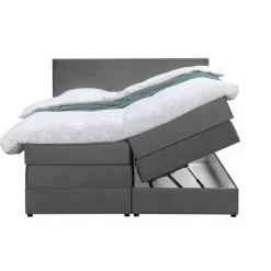 Boxspring met opbergruimte Liv egaal - grijs - 160x200 cm