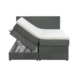 Boxspring met opbergruimte Liv egaal - grijs - 160x200 cm