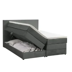 Boxspring met opbergruimte Liv egaal - grijs - 160x200 cm