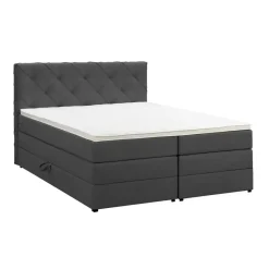 Boxspring met opbergruimte Liv geruit - antraciet - 140x200 cm