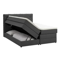 Boxspring met opbergruimte Liv geruit - antraciet - 140x200 cm