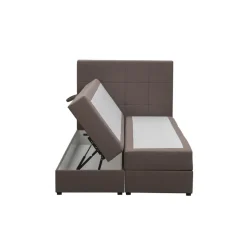 Boxspring met opbergruimte Liv geblokt - donkerbruin - 120x200 cm