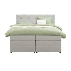 Boxspring met opbergruimte Liv geruit - ecru - 140x200 cm