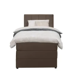 Boxspring met opbergruimte Liv geblokt - bruin - 90x200 cm