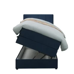 Boxspring met opbergruimte Liv geblokt - blauw - 90x200 cm