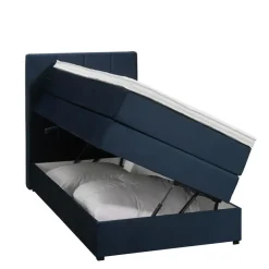 Boxspring met opbergruimte Liv geblokt - blauw - 90x200 cm