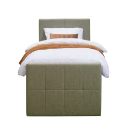 Boxspring met voetbord Liv geblokt - groen - 90x200 cm - ronde poot