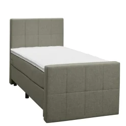 Boxspring met voetbord Liv geblokt - groen - 90x200 cm - ronde poot
