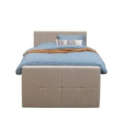 Boxspring met voetbord Liv geblokt - beige - 120x200 cm - slanke poot