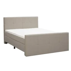 Boxspring met voetbord Liv geblokt - beige - 140x200 cm - ronde poot