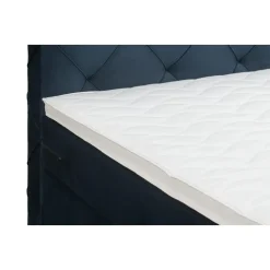 Boxspring met voetbord Liv geruit - blauw - 180x200 cm - vierkante poot