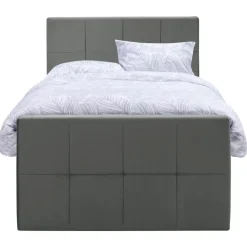 Boxspring met voetbord Liv geblokt - grijs - 120x200 cm - slanke poot